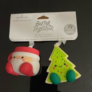 Hallmark 2023 Better Together ORNAMENTS Milk & Cookie SANTA Cup Mug Cutout Tree